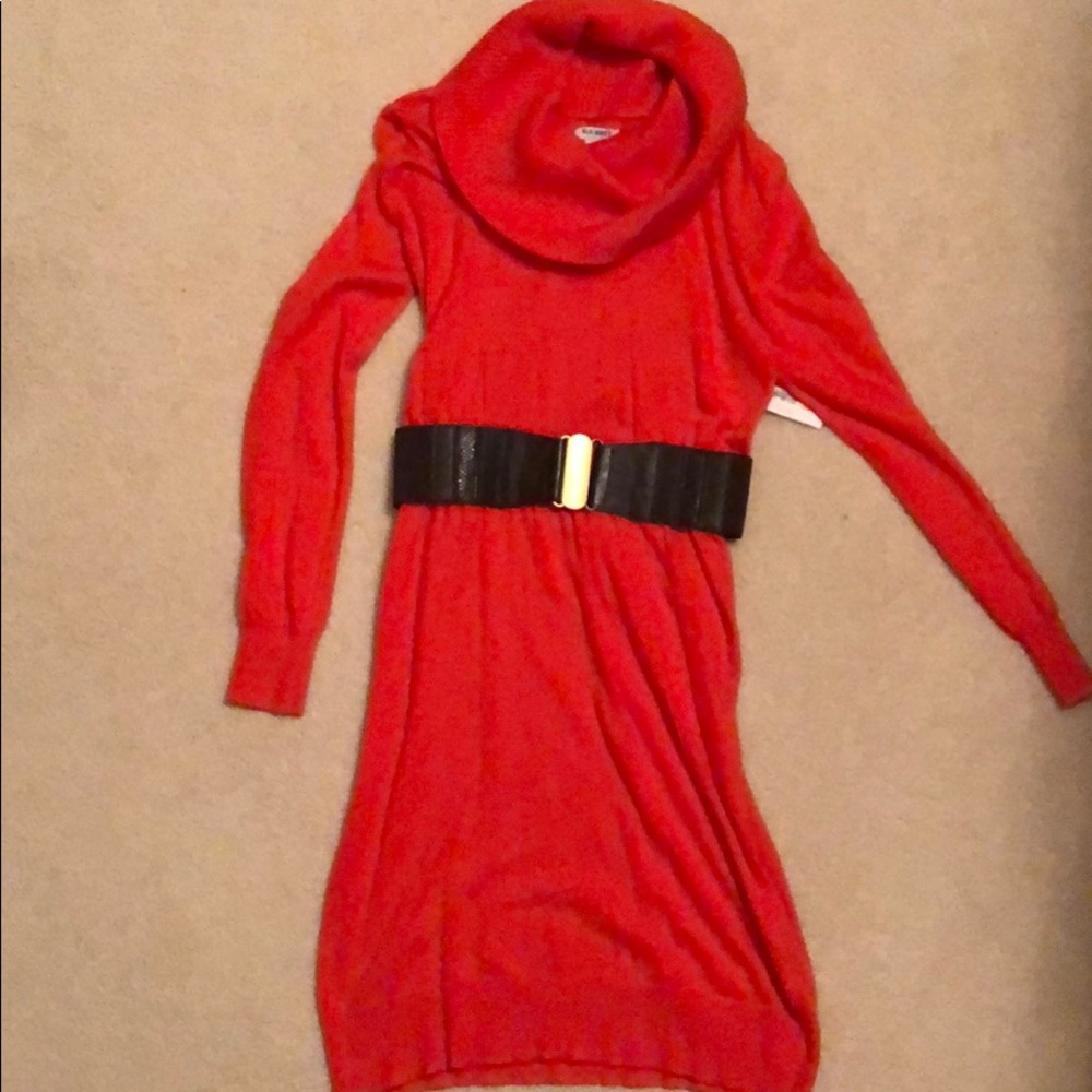 Orange old navy sweater dress. Belt not included.